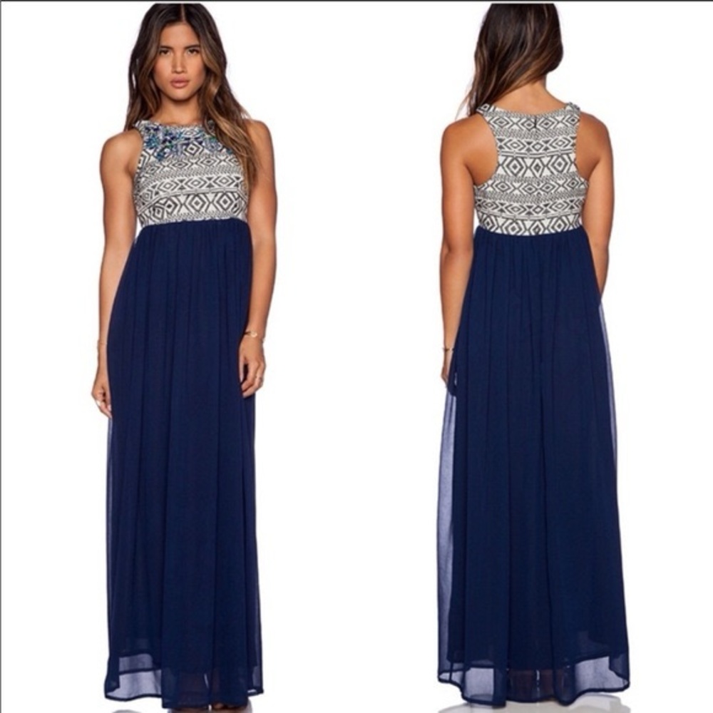 Tularosa Montero Aztec Embroidered Maxi Dress